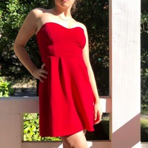 Vibrant Red Strapless Dress, Medium